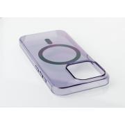 Пластиковый чехол OrigCase "Clear" with MagSafe для iPhone 15 фиолетовый