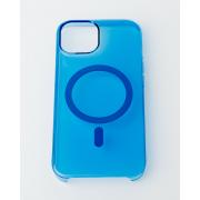 Пластиковый чехол OrigCase "Clear" with MagSafe для iPhone 15 синий