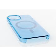 Пластиковый чехол OrigCase "Clear" with MagSafe для iPhone 15 Pro синий