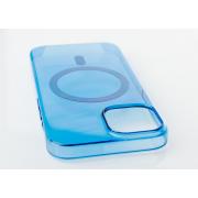 Пластиковый чехол OrigCase "Clear" with MagSafe для iPhone 15 синий