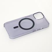 Пластиковый чехол OrigCase "Clear" with MagSafe для iPhone 15 Pro Max фиолетовый