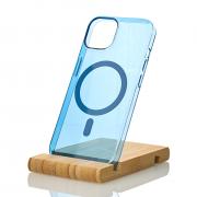 Пластиковый чехол OrigCase "Clear" with MagSafe для iPhone 15 Pro Max синий