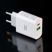 Сетевое зарядное устройство DC 2в1 Type-C QC3.0+PD/20W Fast Charger (CA-F17) белый