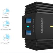 Сетевое зарядное устройство MOXOM 2в1 micro 2USB/2.4A (MX-HC11) черный