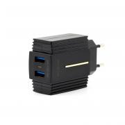 Сетевое зарядное устройство MOXOM 2в1 micro 2USB/2.4A (MX-HC11) черный