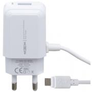 Сетевое зарядное устройство MOXOM 2в1 Type-C cable+1USB/2.4A (KH-66) белый
