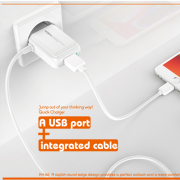 Сетевое зарядное устройство MOXOM 2в1 Type-C cable+1USB/2.4A (KH-66) белый