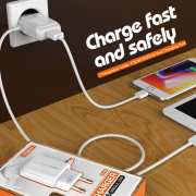 Сетевое зарядное устройство MOXOM 2в1 Type-C cable+1USB/2.4A (KH-66) белый