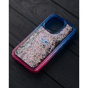 Силиконовый чехол AQUARIUM для iPhone 14 синий/розовый