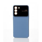 Силиконовый чехол CAMERA PROTECTION для Samsung S21 FE серо-синий