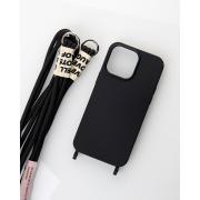 Силиконовый чехол с длинным ремешком Cord для iPhone 15 черный