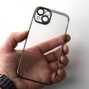 Пластиковый чехол GLITTER для iPhone 13 зеленый