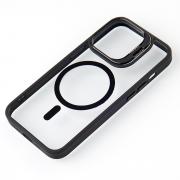 Силиконовый чехол MagSafe CAMERA GLASS PROTECTION для iPhone 15 Pro черный