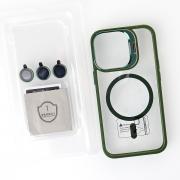 Силиконовый чехол MagSafe CAMERA GLASS PROTECTION для iPhone 15 Pro Max темно-зеленый