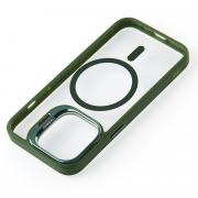 Силиконовый чехол MagSafe CAMERA GLASS PROTECTION для iPhone 15 Pro Max темно-зеленый