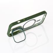 Силиконовый чехол MagSafe CAMERA GLASS PROTECTION для iPhone 15 Pro Max темно-зеленый