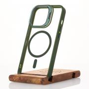 Силиконовый чехол MagSafe CAMERA GLASS PROTECTION для iPhone 15 Pro Max темно-зеленый