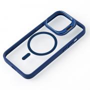 Силиконовый чехол MagSafe CAMERA GLASS PROTECTION для iPhone 15 Pro Max темно-синий
