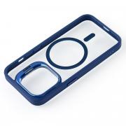 Силиконовый чехол MagSafe CAMERA GLASS PROTECTION для iPhone 15 Pro Max темно-синий