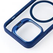 Силиконовый чехол MagSafe CAMERA GLASS PROTECTION для iPhone 15 Pro Max темно-синий