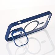 Силиконовый чехол MagSafe CAMERA GLASS PROTECTION для iPhone 15 Pro Max темно-синий