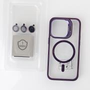 Силиконовый чехол MagSafe CAMERA GLASS PROTECTION для iPhone 15 Pro Max темно-фиолетовый