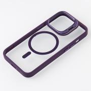 Силиконовый чехол MagSafe CAMERA GLASS PROTECTION для iPhone 15 Pro Max темно-фиолетовый