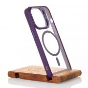 Силиконовый чехол MagSafe CAMERA GLASS PROTECTION для iPhone 15 Pro Max темно-фиолетовый