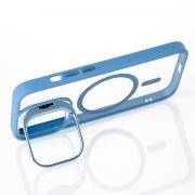 Силиконовый чехол MagSafe CAMERA GLASS PROTECTION для iPhone 13 голубой