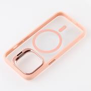 Силиконовый чехол MagSafe CAMERA GLASS PROTECTION для iPhone 13 розовый