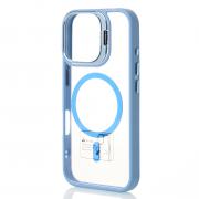 Силиконовый чехол MagSafe CAMERA GLASS PROTECTION для iPhone 16 Plus голубой