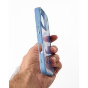 Силиконовый чехол MagSafe CAMERA GLASS PROTECTION для iPhone 16 Plus голубой