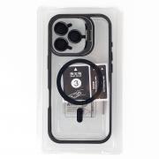 Силиконовый чехол MagSafe CAMERA GLASS PROTECTION для iPhone 16 Pro Max черный
