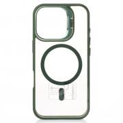 Силиконовый чехол MagSafe CAMERA GLASS PROTECTION для iPhone 16 Pro Max темно-зеленый