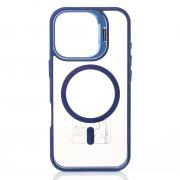 Силиконовый чехол MagSafe CAMERA GLASS PROTECTION для iPhone 16 Plus темно-синий