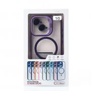 Силиконовый чехол MagSafe CAMERA GLASS PROTECTION для iPhone 16 Plus темно-фиолетовый