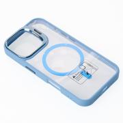 Силиконовый чехол MagSafe CAMERA GLASS PROTECTION для iPhone 16 Pro Max голубой