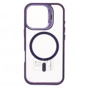 Силиконовый чехол MagSafe CAMERA GLASS PROTECTION для iPhone 16 Pro Max темно-фиолетовый
