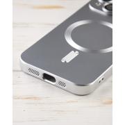 Силиконовый чехол MagSafe COLORS 2 + Camers Protection для iPhone 14 серебряный