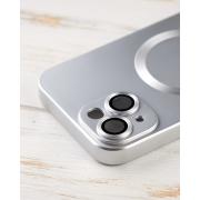 Силиконовый чехол MagSafe COLORS 2 + Camers Protection для iPhone 14 серебряный