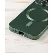 Силиконовый чехол MagSafe COLORS 2 + Camers Protection для iPhone 14 зеленый