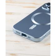 Силиконовый чехол MagSafe COLORS 2 + Camers Protection для iPhone 14 голубой