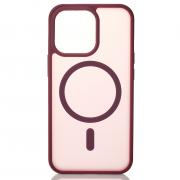 Силиконовый чехол MagSafe MATTE для iPhone 12 Pro бордовый