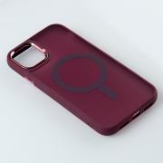 Силиконовый чехол MagSafe MATTE для iPhone 15 бордовый