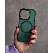 Силиконовый чехол MagSafe MATTE для iPhone 15 Pro Max зеленый