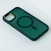 Силиконовый чехол MagSafe MATTE для iPhone 15 зеленый