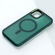 Силиконовый чехол MagSafe MATTE для iPhone 15 зеленый