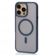 Силиконовый чехол MagSafe MATTE для iPhone 16 Pro темно-синий