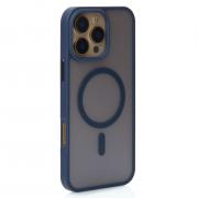 Силиконовый чехол MagSafe MATTE для iPhone 16 Pro темно-синий