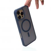 Силиконовый чехол MagSafe MATTE для iPhone 16 Pro темно-синий